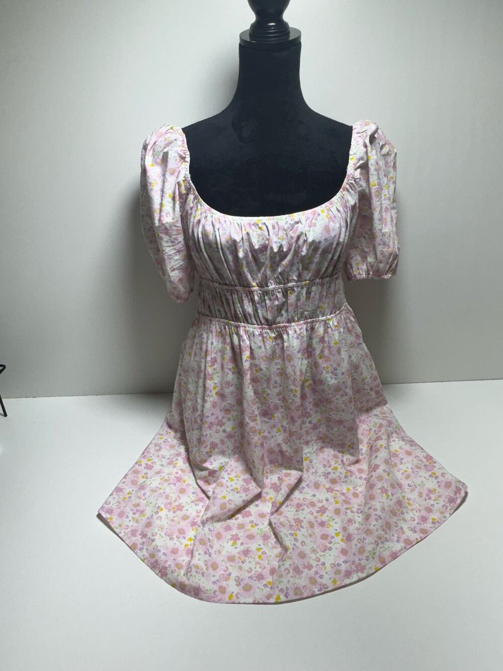 Elodie Babydoll Tunic Mini Dress Size Large Smocked Floral Cottage Core